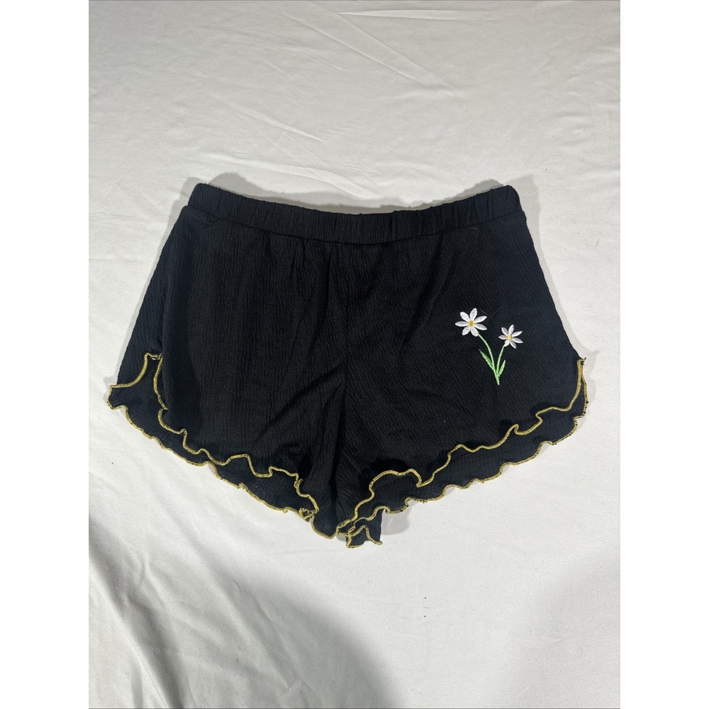 NEW $68 Emerson Road [ Small ] 2 Piece Set Daisy Pajamas Tee + Shorts Black 7069 - Picture 9 of 14